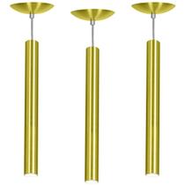 Kit 3 Pendente Tubo Cilindro Alumínio Dourado 50Cm + Led 6k Kit 3 Pendente Tubo Cilindro Alumínio Dourado 50Cm + Led 6k