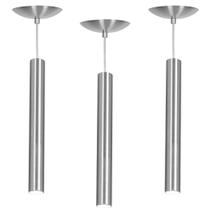 Kit 3 Pendente Tubo Cilindro Alumínio Escovado 40Cm + Led 6k Kit 3 Pendente Tubo Cilindro Alumínio Escovado 40Cm + Led 6k