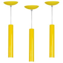 kit 3 Pendente Tubo Cilindro amarelo 30Cm + Led 6k kit 3 Pendente Tubo Cilindro amarelo 30Cm + Led 6k