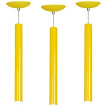 Kit 3 Pendente Tubo Cilindro Amarelo 50Cm + Led 3k Kit 3 Pendente Tubo Cilindro Amarelo 50Cm + Led 3k