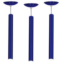 Kit 3 Pendente Tubo Cilindro Azul Metálico 50Cm + Led 3k Kit 3 Pendente Tubo Cilindro Azul Metálico 50Cm + Led 3k