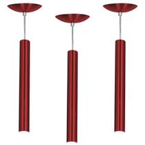 Kit 3 Pendente Tubo Cilindro Cereja 40Cm + Led 6k Kit 3 Pendente Tubo Cilindro Cereja 40Cm + Led 6k