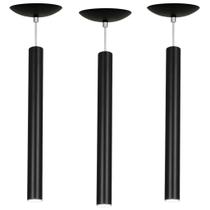 Kit 3 Pendente Tubo Cilindro Preto 50Cm + Led 6k Kit 3 Pendente Tubo Cilindro Preto 50Cm + Led 6k