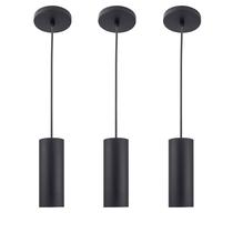 Kit 3 Pendente Tubo Palito Moderno E27 20cm - Preto Kit 3 Pendente Tubo Palito Moderno E27 20cm - Preto