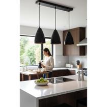 Kit 3 Pendentes Alumínio Modernos Preto/Cobre Bivolt