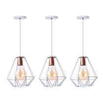 Kit 3 Pendentes Aramado Cristal 24 Cm Branco Decorações Kit 3 Pendentes Aramado Cristal 24 Cm Branco Decorações