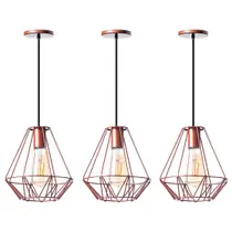 Kit 3 Pendentes Aramado Cristal 24 Cm Cobre Decorações