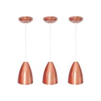 Kit 3 pendentes bala em aluminio top cobre Kit 3 pendentes bala em aluminio top cobre