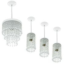 Kit 3 Pendentes Clearcrillic + Pendente Manucrillic Branco