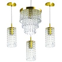 Kit 3 Pendentes Clearcrillic + Pendente Manucrillic Gold