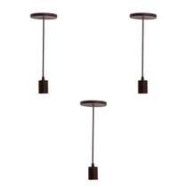 Kit 3 Pendentes Copinho Simples Soquete E27 1 Lâmpada Teto Branco Preto Cobre Marrom Dourado