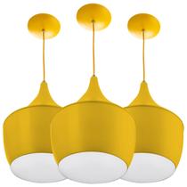 Kit 3 Pendentes Gourmet Balão 32X25cm Amarelo Kit 3 Pendentes Gourmet Balão 32X25cm Amarelo