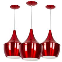 Kit 3 Pendentes Gourmet Balão 32X25cm Cereja Metalico