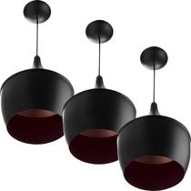 Kit 3 Pendentes Gourmet Balão 32X25cm Em Aluminio Preto Magn Kit 3 Pendentes Gourmet Balão 32X25cm Em Aluminio Preto Magn