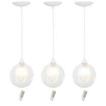 kit 3 Pendentes Harmony Bolinha Branco + Lampada G9 6000k