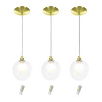 kit 3 Pendentes Harmony Bolinha Dourado + Lampada G9 3000k