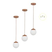Kit 3 Pendentes Jabuticaba Cobre Bola Globo De Vidro + Led V Kit 3 Pendentes Jabuticaba Cobre Bola Globo De Vidro + Led V