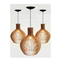 Kit 3 Pendentes Luminárias MDF Vazado Estilo Boho e Moderno