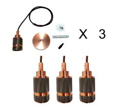 Kit 3 pendentes luxo detalhado de aluminio bronze vermelho1m Kit 3 pendentes luxo detalhado de aluminio bronze vermelho1m