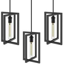 Kit 3 Pendentes Moderna Industrial Luminária Teto Preto SF