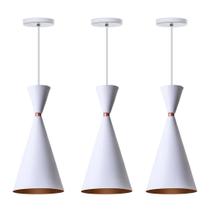 Kit 3 Pendentes Moscou Branco Com Cobre Alumínio Decorações Kit 3 Pendentes Moscou Branco Com Cobre Alumínio Decorações