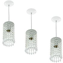Kit 3 Pendentes Redondo Clearcrillic Cristal Acrílico Branco Kit 3 Pendentes Redondo Clearcrillic Cristal Acrílico Branco
