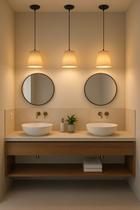 Kit 3 Pendentes Rubi Bege 20,5x20,3cm com Fio Regulável 1,5m