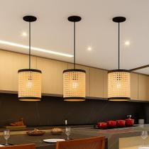 Kit 3 Pendentes Tela Sintética Modernos Para Cozinha E Sala