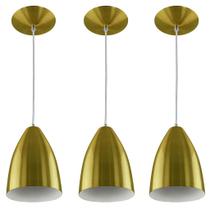 Kit 3 Pendentes Vegas Premium Gourmet em Aluminio Dourado Kit 3 Pendentes Vegas Premium Gourmet em Aluminio Dourado