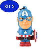 Kit 3 Pendrive Multilaser Marvel Vingadores Capitão America 8GB