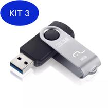 Kit 3 PenDrive Twist 32Gb USB 3.0 PD989 Preto Multilaser