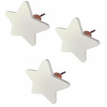 Kit 3 Penduradores De Parede Estrela Branca Em Mdf Laminado - Souvenir Decor