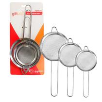 Kit 3 Peneiras de Inox com tamanhos diferentes