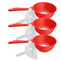 Kit 3 Peneiras de Plástico com Funil Cor Sortidas