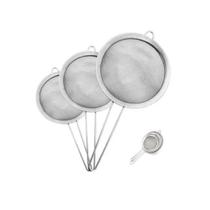 Kit 3 Peneiras em Inox para Coar Sucos e Líquidos Pratico e Resistente