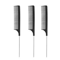 Kit 3 Pente Dentes Finos Com Cabo Metálico Separador de Mechas Profissional Kit 3 Pente Dentes Finos Com Cabo Metálico Separador de Mechas Profissional