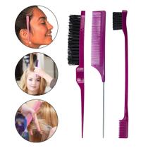 Kit 3 Pente Escova Baby Hair Finalização Cabelo Penteado Salão de Beleza Barbearia Kit 3 Pente Escova Baby Hair Finalização Cabelo Penteado Salão de Beleza Barbearia