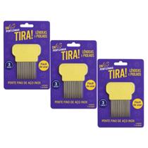 Kit 3 Pente Fino Amarelo Piolhos e Lêndeas - Dr. Pentizinho