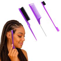 Kit 3 Pentes Escova Baby Hair Cabelo Lace Profissional