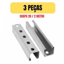 Kit 3 perfilado perfurado chapa 20 38x38mm 2 metro