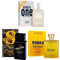 Kit 3 Perfume Billion Cassino Royal/Number One/Vodka Amarelo - Paris Elysees 100ml Kit 3 Perfume Billion Cassino Royal/Number One/Vodka Amarelo - Paris Elysees 100ml