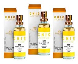 Kit 3 Perfume Chic Woman Amakha Paris Feminino Bolso Bolsa