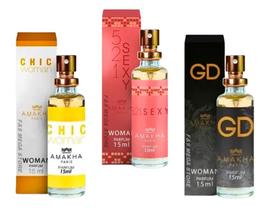 Kit 3 Perfume Feminino Amakha Paris Chic 521 Sexy GD Kit 3 Perfume Feminino Amakha Paris Chic 521 Sexy GD