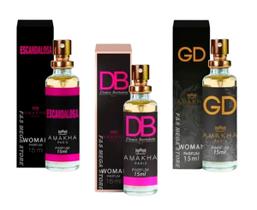 Kit 3 Perfume Feminino Amakha Paris DB Escandalosa GD 15ml