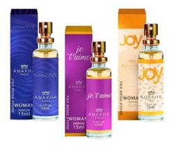 Kit 3 Perfume Feminino Amakha Paris Hypnotize Jetaime Joy