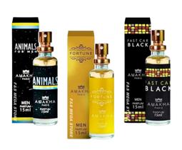 Kit 3 Perfume Masculino Amakha Paris Animals Fast Fortune