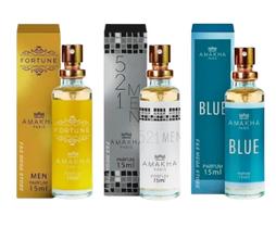 Kit 3 Perfume Masculino Amakha Paris Fortune 521 Men Blue