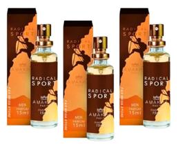 Kit 3 Perfume Radical Sport Masculino Amakha Paris Bolso