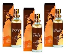Kit 3 Perfume Radical Sport Masculino Amakha Paris Bolso