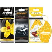 Kit 3 Perfumes Carro Areon Vanilla Black, Lux Gold, V.Choco